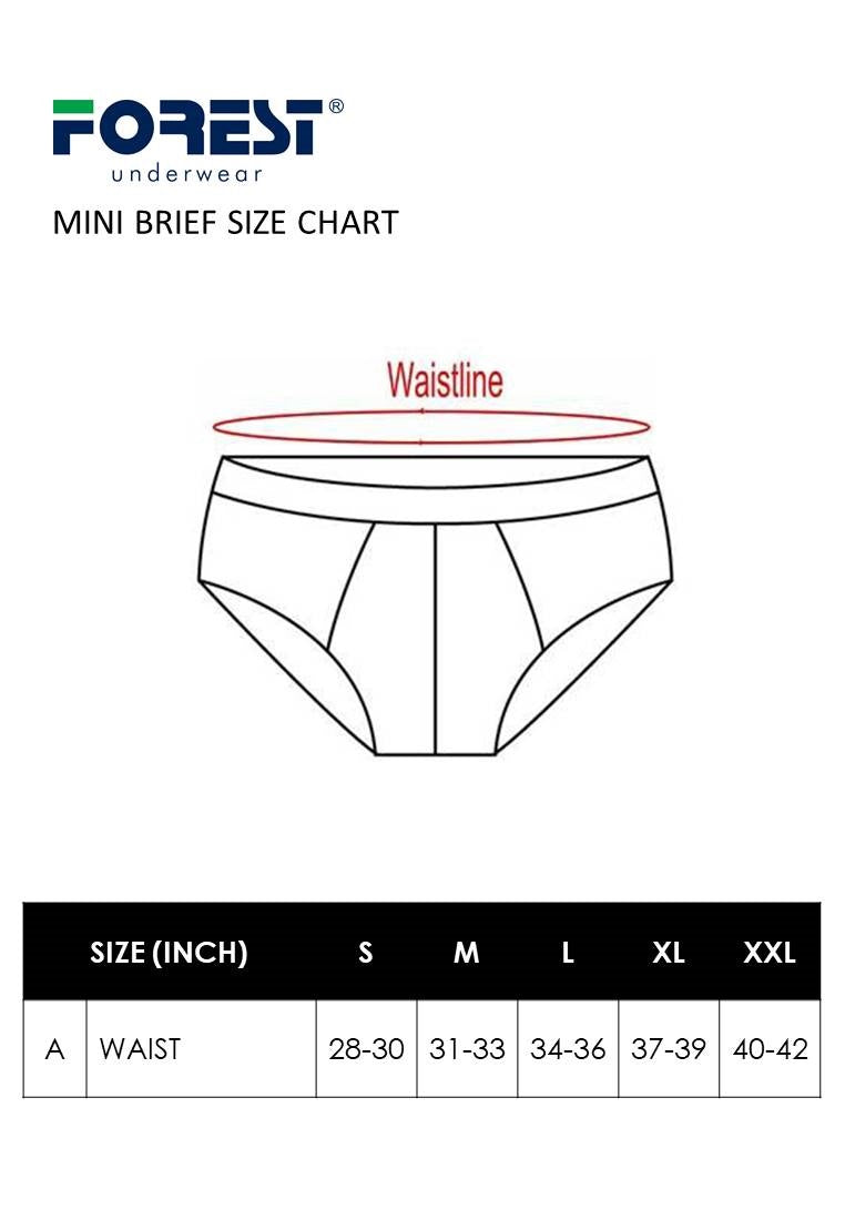 (5 Pcs) Forest Mens Bamboo Spandex Mini Brief Underwear Assorted Colours - FUD0133M