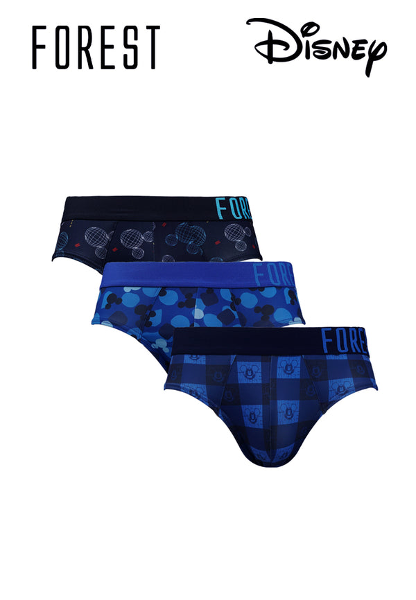 (3 Pcs) Forest X Disney Mens Microfibre Spandex Mini Brief Underwear Assorted Colours - WUD0033M