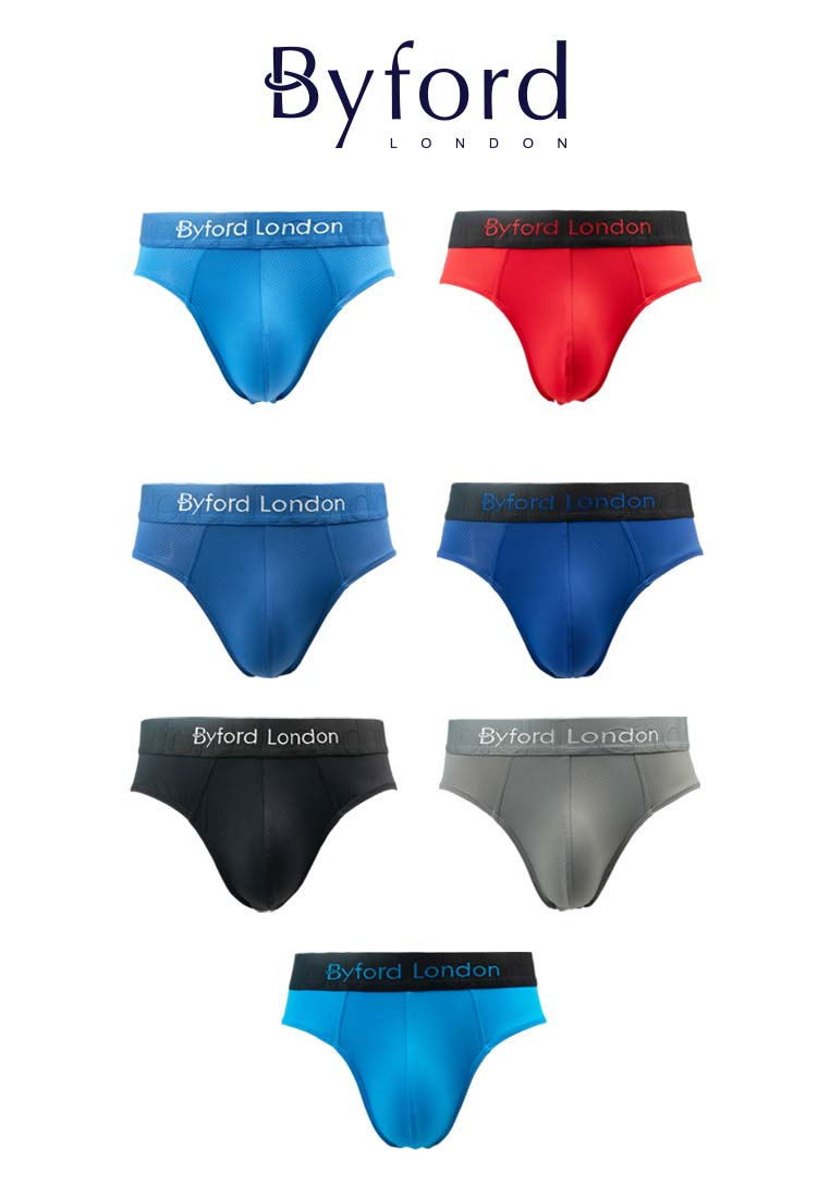 (3 Pcs) Byford Mens Microfibre Spandex Mini Brief Underwear Assorted Colour-BUB720M