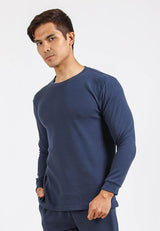 Forest Waffle Knit Crew Neck Long Sleeve T Shirt Men | T Shirt Lelaki Lengan Panjang - 23831