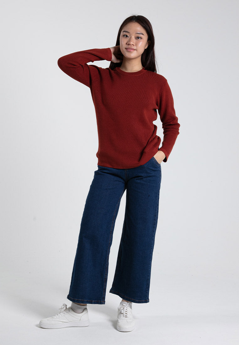 Forest Ladies Casual Basic Plain Long Sleeve Knit Sweater | Baju Perempuan Lengan Panjang - 822340
