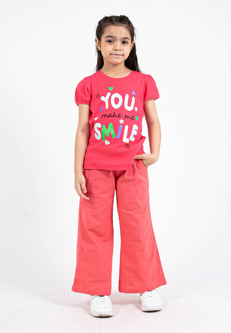 Forest Kids Girls Cotton Linen Drawstring Wide Leg Long Pants | Seluar Panjang Palazzo Budak Perempuan - FK810016