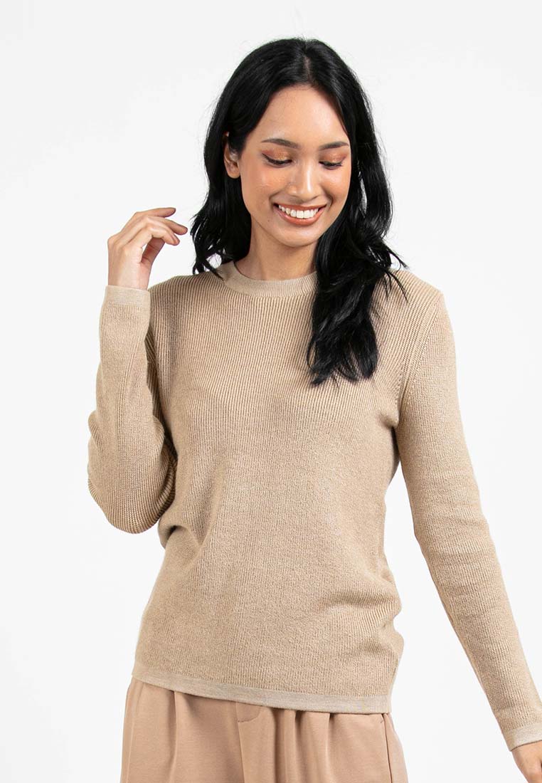 Forest Ladies Casual Basic Plain Long Sleeve Knit Sweater | Baju