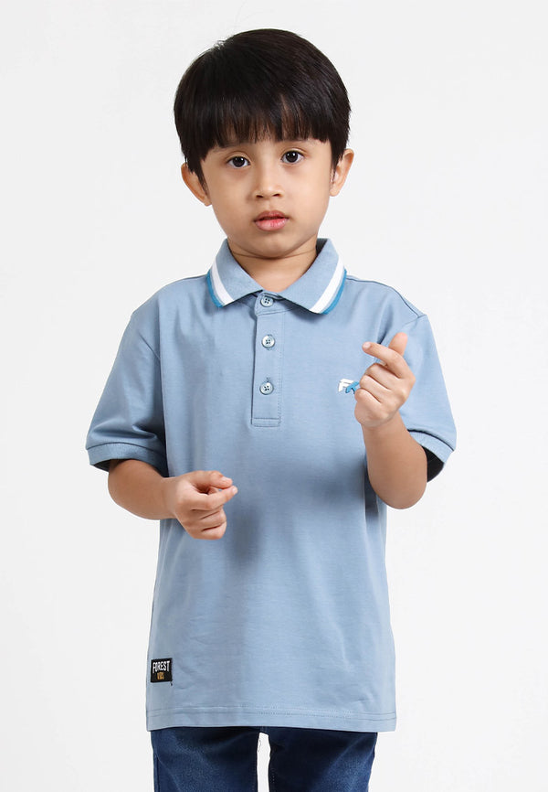 Forest Kids Premium Weight Cotton Stretchable Polo T Shirt Collar Tee | Baju T Shirt Budak Lelaki - FK20112