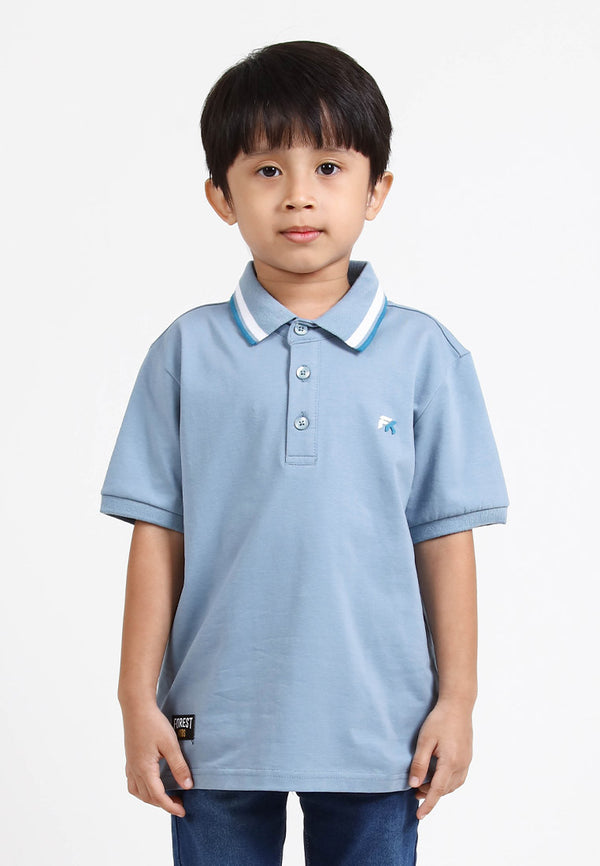 Forest Kids Premium Weight Cotton Stretchable Polo T Shirt Collar Tee | Baju T Shirt Budak Lelaki - FK20112