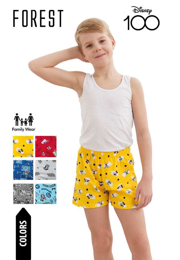 (2 Pcs) Forest X Disney D100 Kids 100% Cotton Boxer Brief Underwear Assorted Colours - WUJ0008X