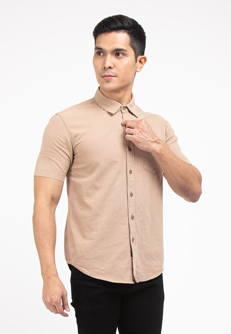Forest Cotton Woven Casual Plain Men Shirt Baju Kemeja Lelaki