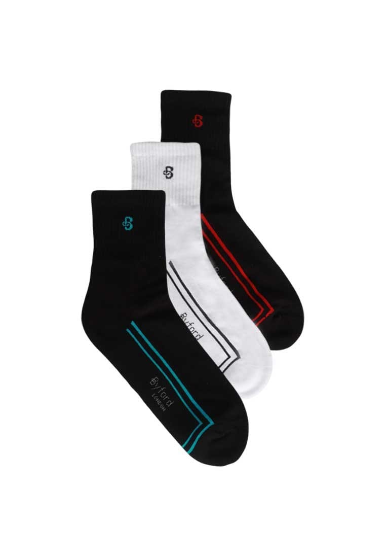 ( 3 Pairs ) Cotton Spandex 3/4 Ankle Length Sport Socks Assorted Colours -  BSF1019T