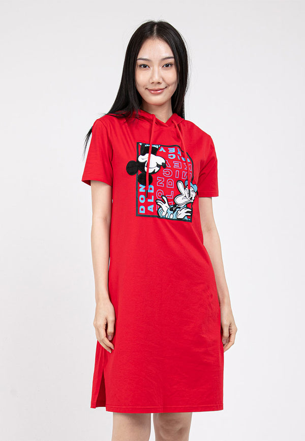 Forest x Disney Mickey & Donald Velvet Texture Embroidered Hoodie Dress - FW885004