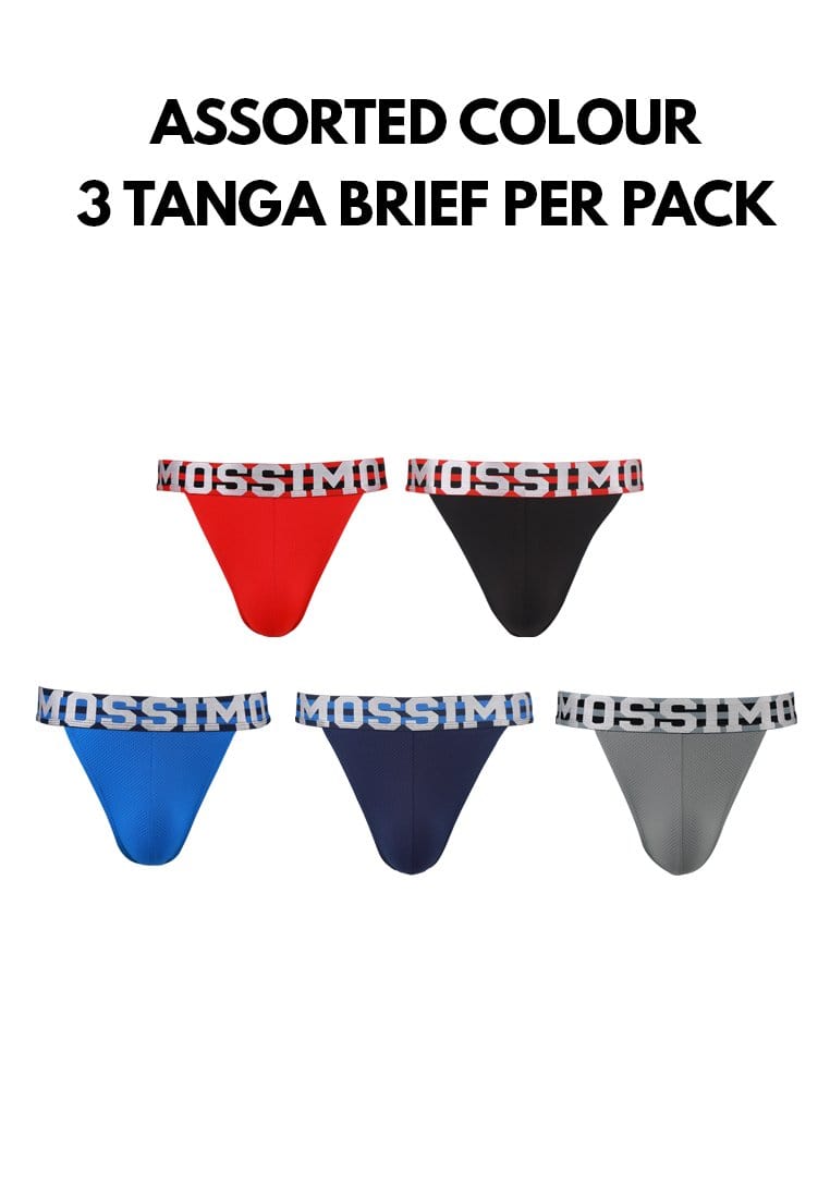 ( 3 Pieces ) Microfiber Spandex Tanga Brief Assorted Colours - MUB1020T