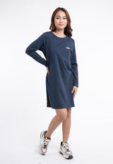 Ladies Long Sleeve 100% Cotton Round Neck Dress - 822067