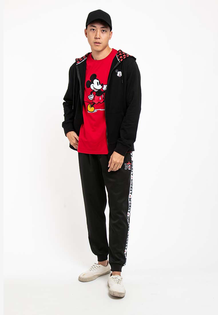 Forest X Disney Mickey Velvet Texture Embroidered T Shirt Men Casual Round Neck Tee | Baju T shirt Lelaki - FW20007