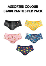 Shinchan Microfiber Spandex Midi Panties ( 3 Pieces ) Assorted Colours - CLD0002D