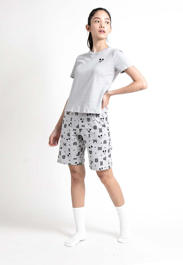 ( 1 Set ) Forest x Disney Ladies 100% Cotton Short Sleeve Short Pants Pyjamas Set - WPD0015