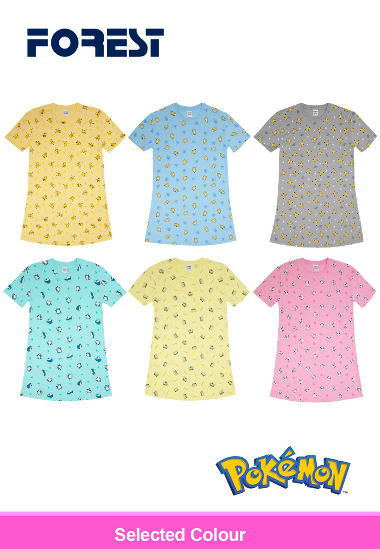 (1 Set) Pokémon Ladies 100% Cotton Sleep Dress Pyjamas - PPD1005