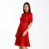 Forest Ladies Jacquard Puff Sleeve Cheongsam Dress Women Cheongsam - 885088