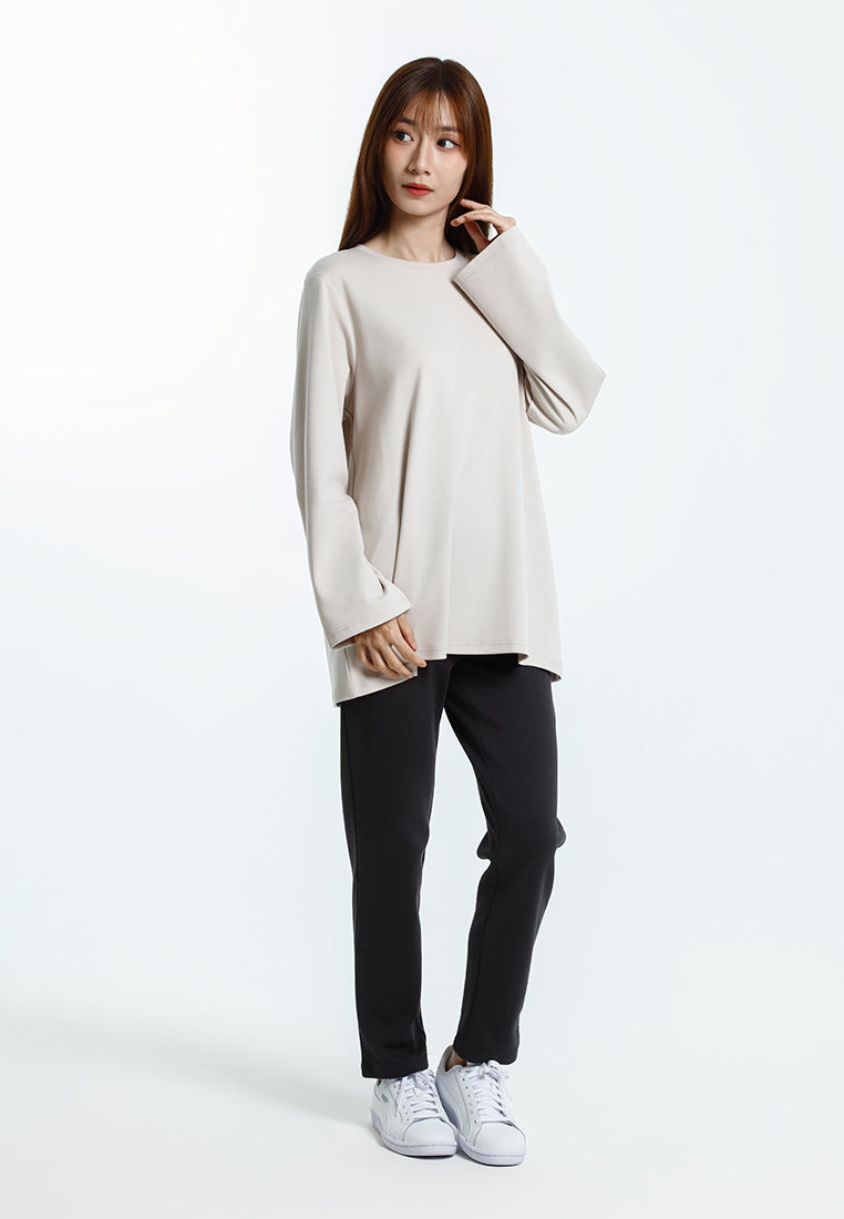 Forest Baju Lengan Panjang Perempuan | Forest Ladies Cotton Interlock Long Sleeve Round Neck T-Shirt Loose Fit - 822414