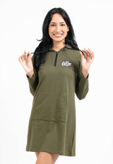 Forest Ladies Long Sleeve Cotton Terry Women Hoodie Dress - 885016