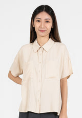 Forest Ladies Rayon Lyocell Pocket Shirt Women Short Sleeve Shirt | Baju Kemeja Perempuan - 822418