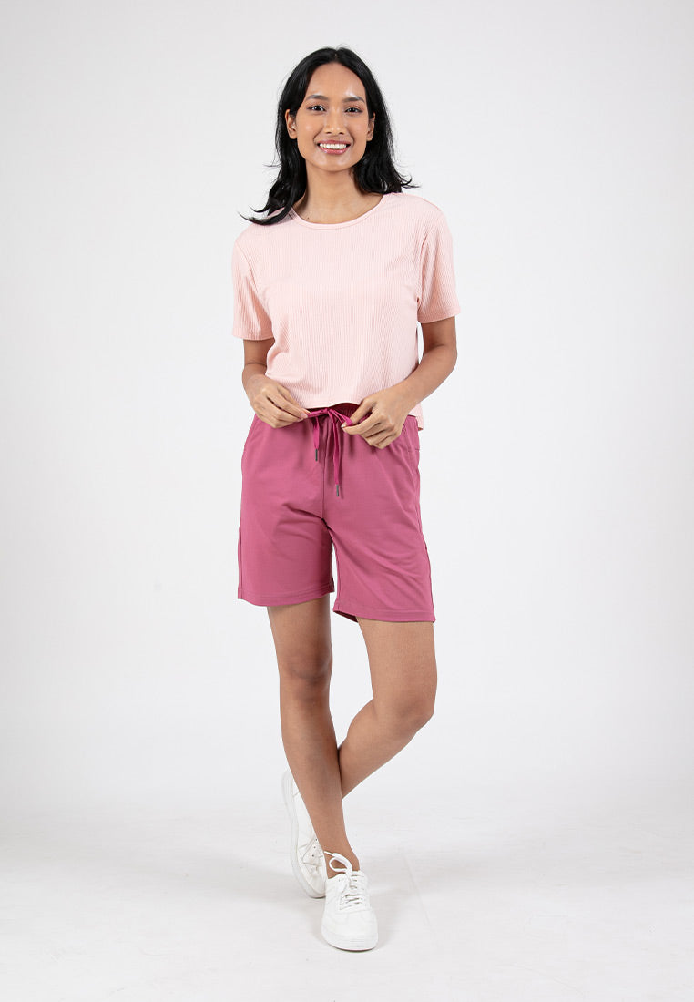 Forest Ladies Casual Polyester Elastic Waist Women Casual Shorts | Seluar Pendek Perempuan - 870145