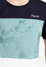 Forest Stretchable Cotton Colour Contrast Round Neck Tee Men | Baju T Shirt Lelaki - 23867