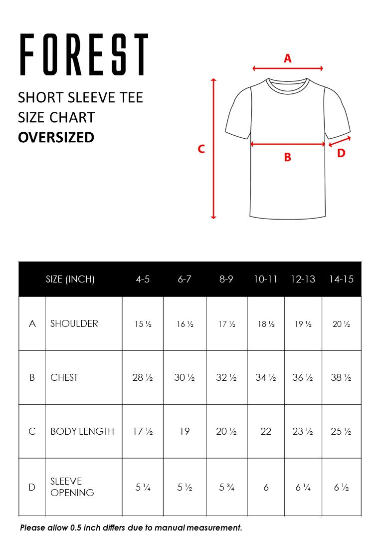 Forest Kids Boys Cotton Terry Cut & Sew Oversized Short Sleeve Top Boy Graphic Tee | Baju Budak Lelaki - FK20241