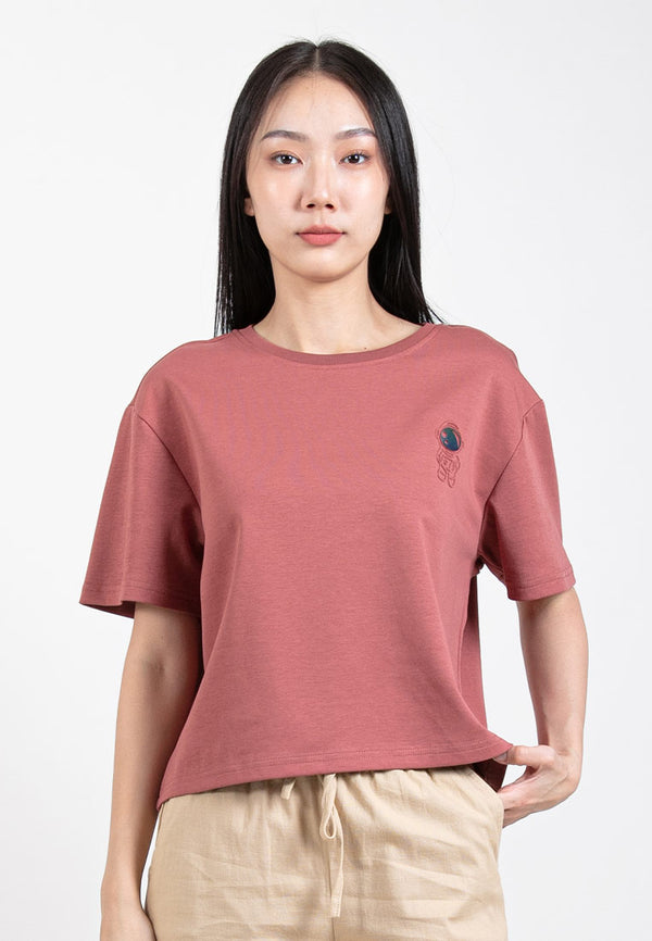 Forest Ladies Heavy Weight Cotton Boxy-Cut Round Neck Tee Ladies Casual Loose Fit Crop Top - 822401