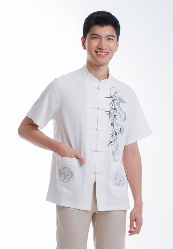 Alain Delon CNY Tang Fu Lelaki | Alain Delon Mens Tang Fu Jacquard Short Sleeve - 14526010