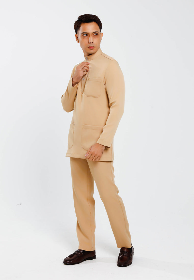 Forest x Hatta Dolmat Baju Melayu Cekak Musang Regular Fit - BM23766 -13Khaki