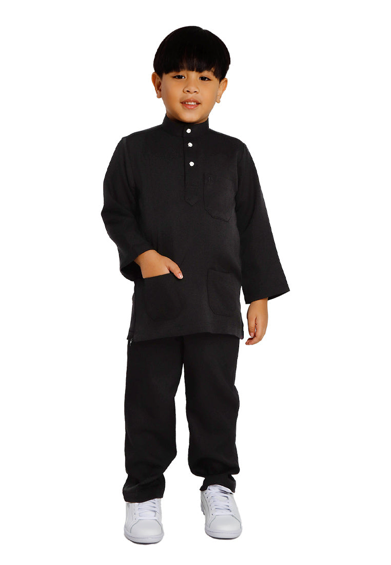 Forest x Hatta Dolmat Baju Melayu Budak Cekak Musang Regular Fit - FK23766BM -76SmokePurple -01Black