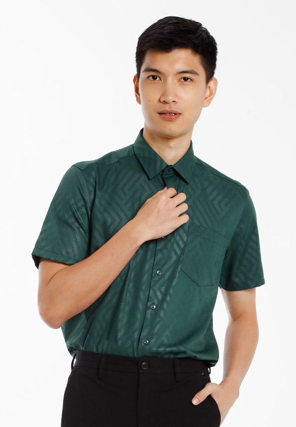 Alain Delon Baju Kolar Lelaki | Alain Delon Cotton Spandex Modern Fit Short Sleeve Collar - 14525019