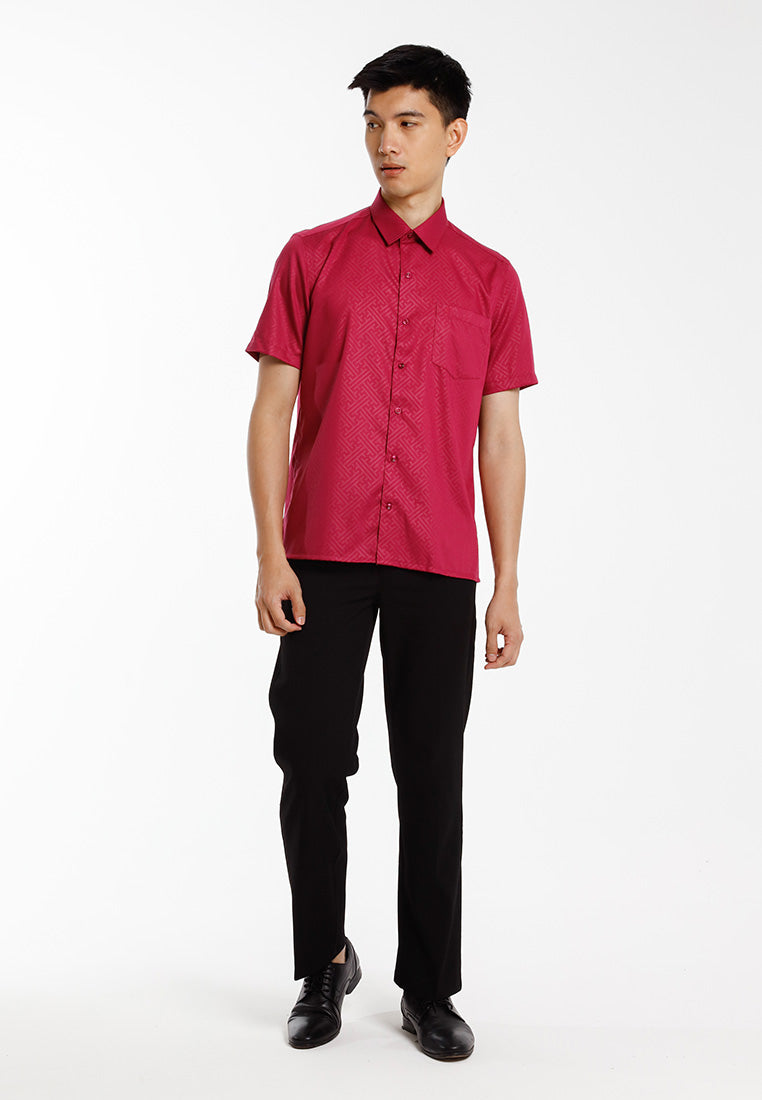 Alain Delon Baju Kolar Lelaki | Alain Delon Cotton Spandex Modern Fit Short Sleeve Collar - 14525013