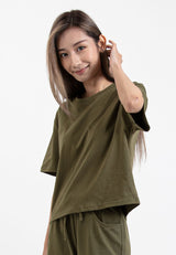 Forest Ladies Short Sleeve Comfy Lounge Wear Loose Fit Top | Baju T Shirt Perempuan - 822202