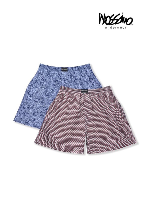 (2 Pcs) Mossimo Mens Woven Cotton Boxer Underwear Assorted Colours - MUD0080X