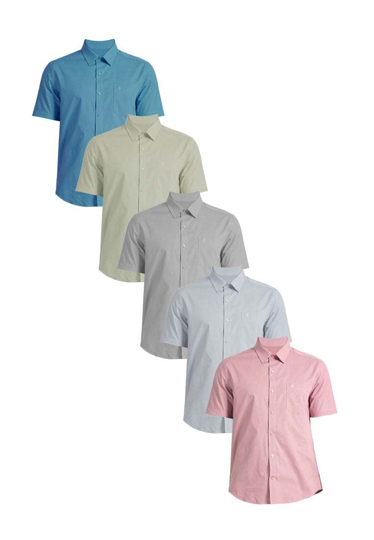 Alain Delon Short Sleeve Checks Business Shirt - 14123011 B