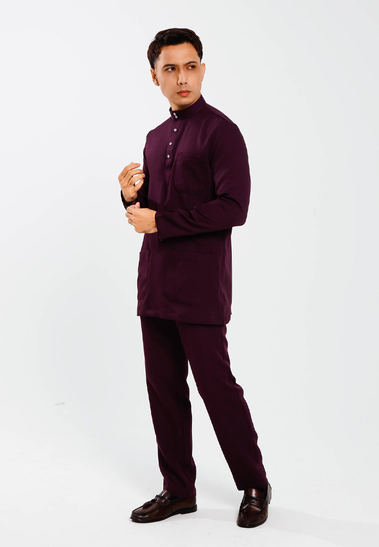 Forest x Hatta Dolmat Baju Melayu Cekak Musang Regular Fit - BM23766 -70DkPurple