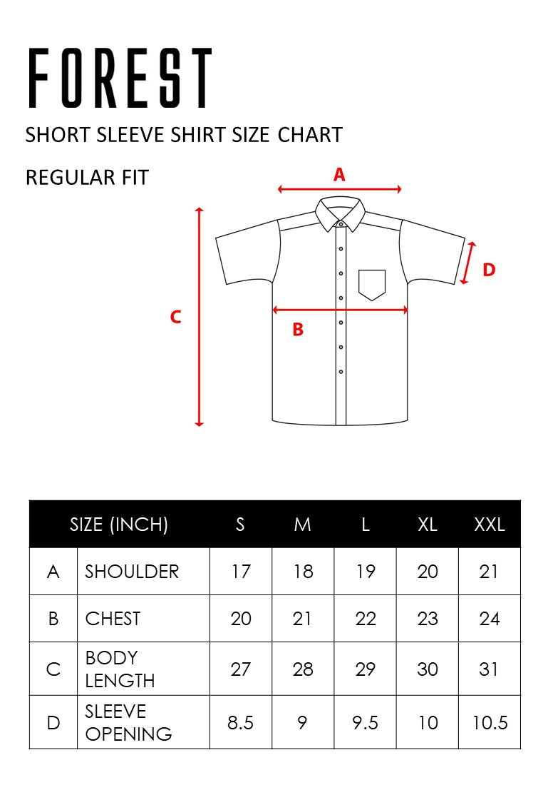 Forest Cotton Woven Short Sleeve Mandarin Collar Plain Men Shirt | Baju Kemeja Lelaki  - 621357