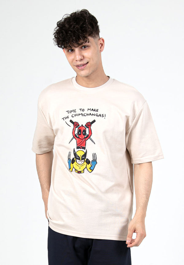 Forest x Marvel Deadpool & Wolverine Air-Cotton Oversized Heavy Weight Fabric Round Neck Tee - FA20000