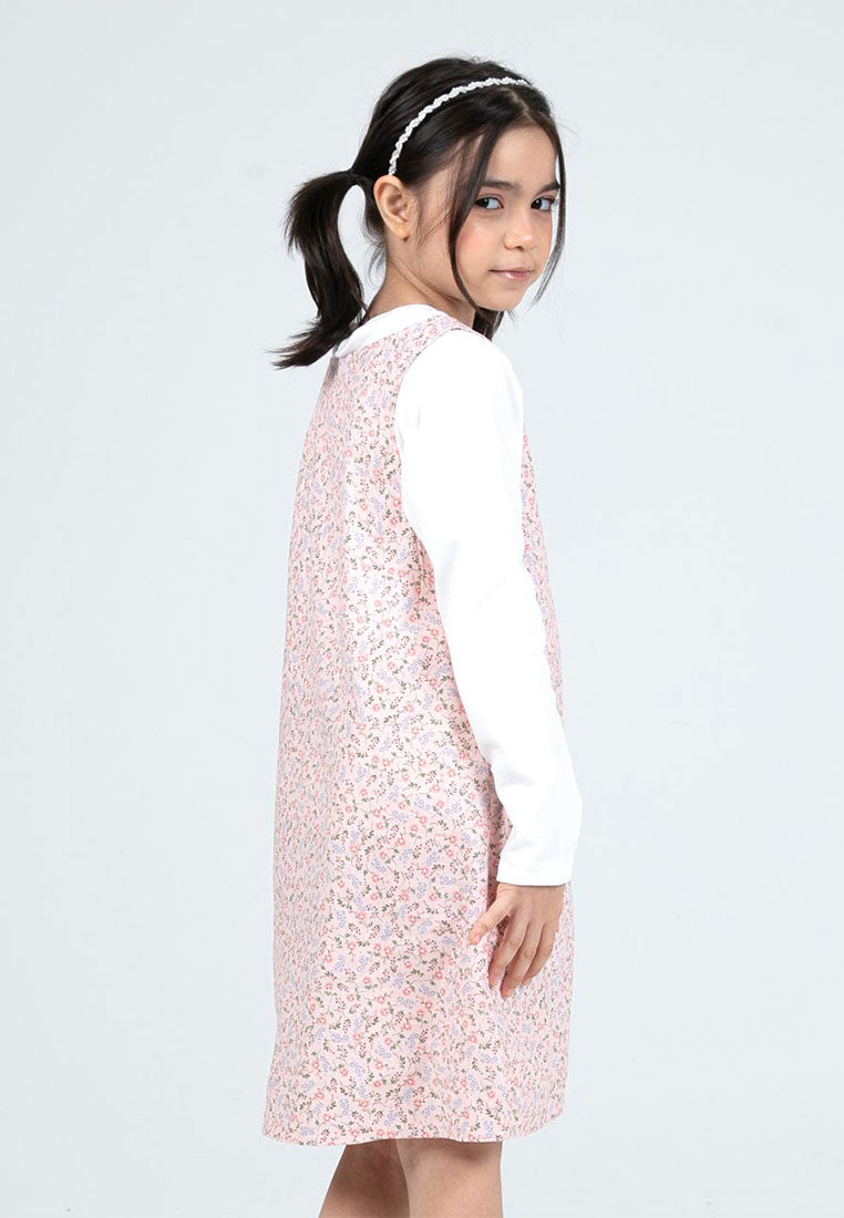 Forest Kids Girls Cotton Floral Pattern Long Sleeve 2 in 1 Dress Set | Baju Budak Perempuan - FK885070