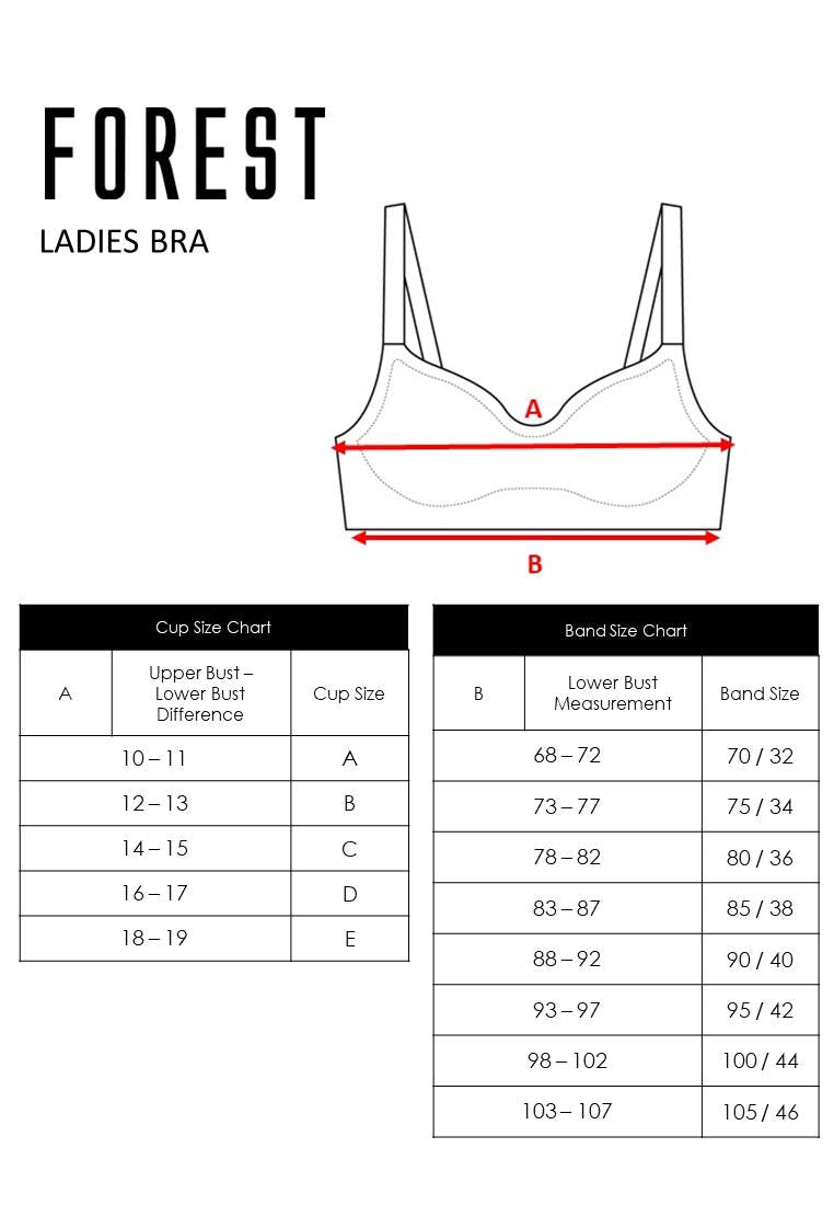 (1 PC) Forest Ladies Nylon Spandex Bra Selected Colours - FBD0020L