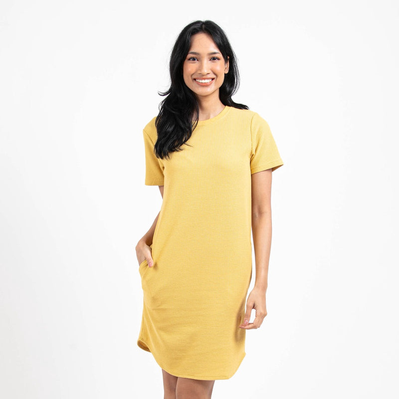 Forest Ladies Waffle Cotton Short Sleeve Round Neck Dress Women | Baju Perempuan Lengan Pendek - 885038