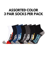 (3 Pcs) Byford Cotton Spandex Half Terry Ankle Sport Socks- BSF1034T