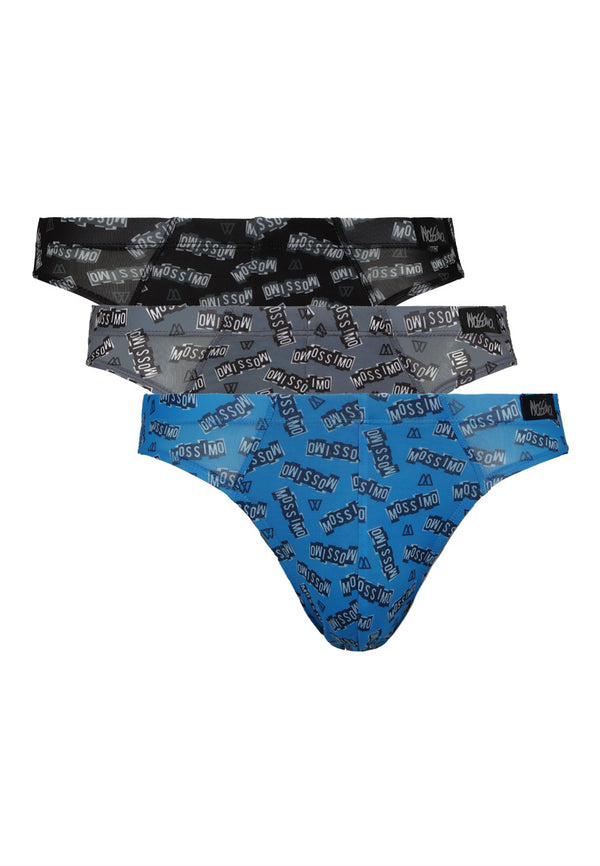 (3 Pcs) Mossimo Mens Microfibre Spandex Mini Brief Underwear Assorted Colours - MUB1040M