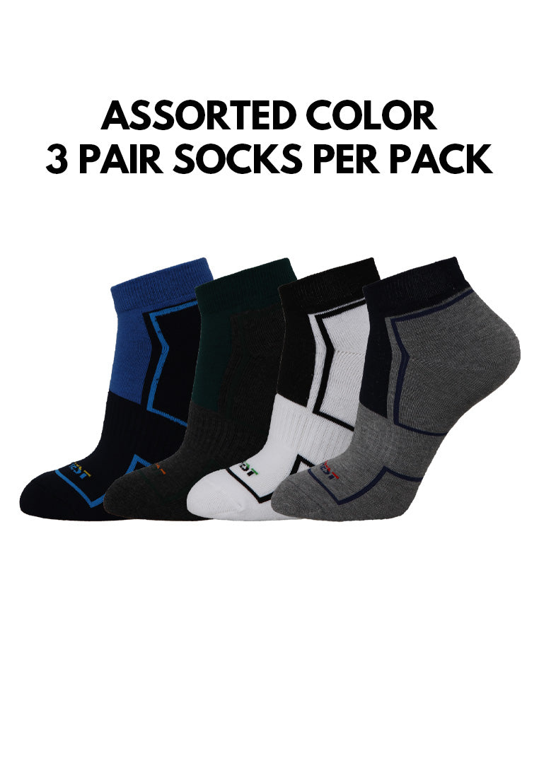 (3 Pcs) Forest Poly Spandex Haif Terry Ankle Sport Socks- FSF0080T