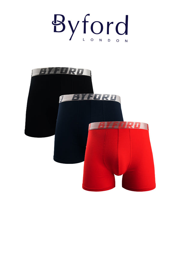 (2 Pcs) Byford Mens Cool Cotton Spandex Shorty Brief Underwear Assorted Colour-BUB717S