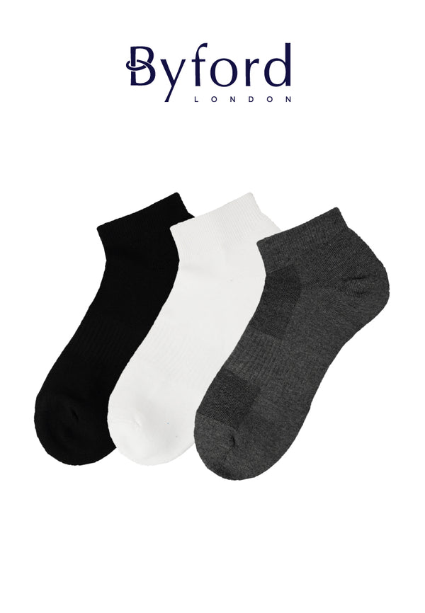 (3 Pcs) Byford Micro Poly Spandex Sports Terry Ankle Socks- BSF1040T