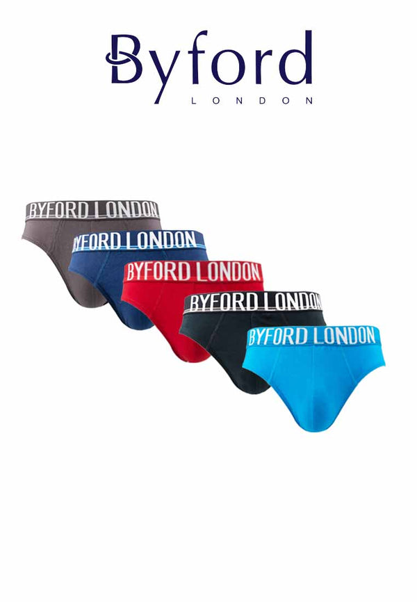 (5 Pcs) Byford Mens 100% Cotton Mini Brief Underwear Assorted Colours - BUD5238M