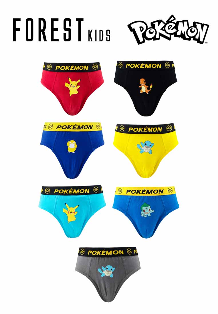 (3 Pcs) Pokémon Kids 100% Cotton Mini Brief Underwear Assorted Colours - PUJ1008M