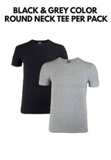 (2 Pcs) Byford Men Stretchable Cotton Spandex Round Neck Short Sleeve Assorted Colour- BID777R