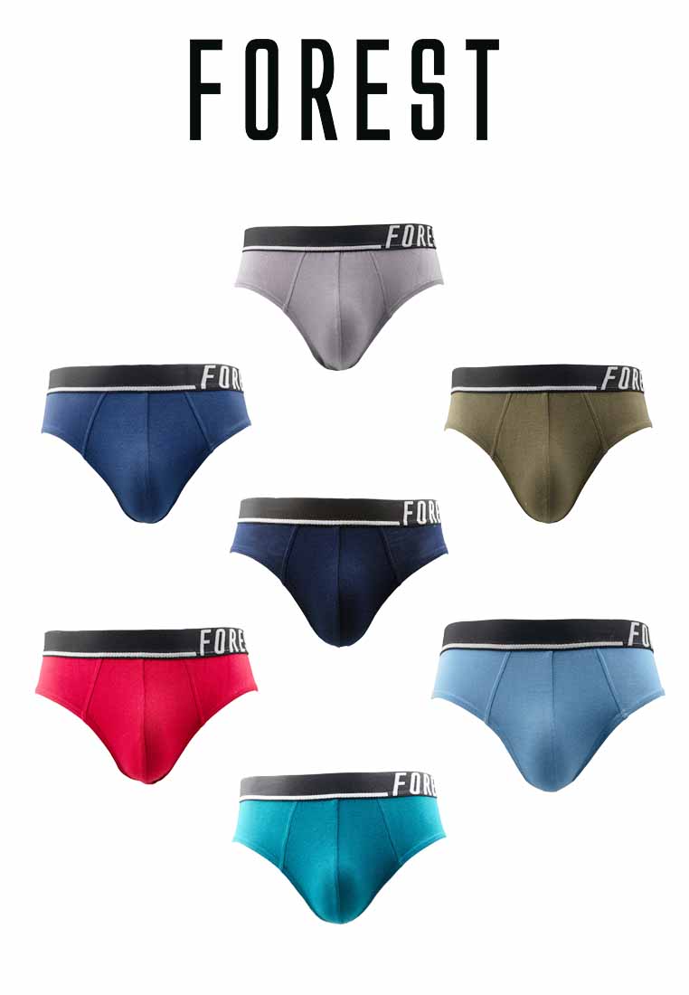 (5 Pcs) Forest Mens Bamboo Spandex Mini Brief Underwear Assorted Colours - FUD0133M